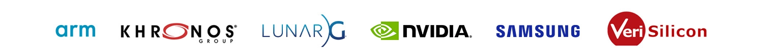Vulkanised sponsor logos including arm, Khronos, LunarG, NVIDIA, Samsung and Verisilicon